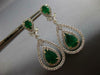 CERTIFIED EXTRA LARGE 11.07CT DIAMOND & AAA COLUMBIAN EMERALD 14KT GOLD EARRINGS