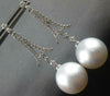 LARGE .6CT DIAMOND & AAA SOUTH SEA PEARL 18K WHITE GOLD V SHAPE HANGING EARRINGS