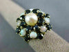 ANTIQUE LARGE 1.80CT AAA SAPPHIRE OPAL & PEARL 14K YELLOW GOLD 3D FLOWER RING
