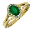 .95CT DIAMOND & AAA EMERALD 14KT YELLOW GOLD OVAL & ROUND HALO FRIENDSHIP RING