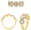 WIDE 2.35CT DIAMOND 18KT YELLOW GOLD ROUND & OVAL 5 STONE HALO MULTI FLOWER RING