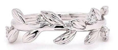 ESTATE .13CT DIAMOND 18KT WHITE GOLD 3D CLASSIC MULTI LEAF FUN RING