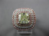 GIA LARGE 3.06CT WHITE PINK & GREENISH YELLOW DIAMOND 18K WHITE & ROSE GOLD RING