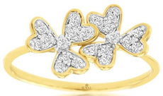 ESTATE .15CT DIAMOND 14K WHITE & YELLOW GOLD MULTI HEART DOUBLE FLOWER LOVE RING