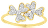 ESTATE .15CT DIAMOND 14K WHITE & YELLOW GOLD MULTI HEART DOUBLE FLOWER LOVE RING