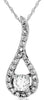 .18CT DIAMOND 14KT WHITE GOLD 3D SOLITAIRE TEAR DROP FUN LOVE FLOATING PENDANT