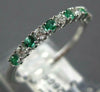 ESTATE .25CT DIAMOND & AAA EMERALD 18KT WHITE GOLD CLASSIC ROUND 2MM FUN RING