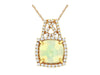 1.63CT DIAMOND & AAA OPAL 14K YELLOW GOLD CUSHION HALO INFINITY FLOATING PENDANT