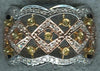 .42CT WHITE & CANARY DIAMOND 14KT TRI COLOR GOLD OPEN FILIGREE ANNIVERSARY RING
