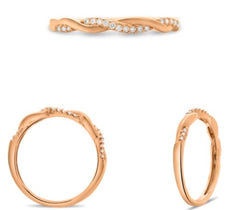 ESTATE .10CT DIAMOND 14KT ROSE GOLD 3D CLASSIC ROUND LOVE KNOT FUN RING
