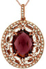 5.70CT DIAMOND & AAA RHODOLITE & MORGANITE 14K ROSE GOLD 3D OVAL & ROUND PENDANT