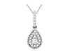 ESTATE .15CT DIAMOND 14KT WHITE GOLD CLUSTER TEAR DROP BEADED FLOATING PENDANT