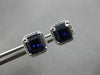 2.49CT DIAMOND & AAA SAPPHIRE 14KT WHITE GOLD EMERALD CUT & ROUND STUD EARRINGS