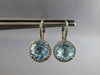 5.30CT DIAMOND & AAA BLUE TOPAZ 14KT WHITE GOLD HALO LEVERBACK HANGING EARRINGS