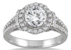 ESTATE LARGE 1.5CT DIAMOND 14KT WHITE GOLD 3D CLASSIC ROUND HALO ENGAGEMENT RING