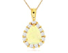 1.0CT DIAMOND & AAA OPAL 14KT YELLOW GOLD 3D PEAR SHAPE & ROUND FLOATING PENDANT