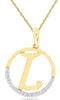 ESTATE .02CT DIAMOND 14KT YELLOW GOLD 3D CIRCULAR L INITIAL FUN FLOATING PENDANT