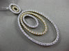 ESTATE LARGE 2.21CT DIAMOND 14K WHITE & YELLOW GOLD TRIPLE OVAL FLOATING PENDANT