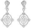 LARGE 4.57CT DIAMOND 18KT WHITE GOLD MULTI FLOWER CLUSTER OVAL HANGING EARRINGS