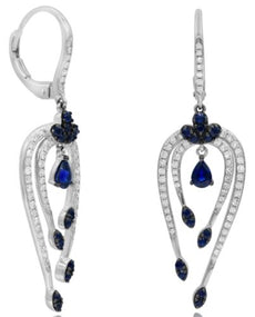 1.25CT DIAMOND & AAA SAPPHIRE 14KT WHITE GOLD DOUBLE HORSESHOE HANGING EARRINGS