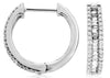 ESTATE .38CT DIAMOND 14KT WHITE GOLD 3D ROUND & BAGUETTE HUGGIE HANGING EARRINGS