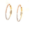 LARGE 1.25CT DIAMOND 18KT TRI COLOR GOLD 3D INSIDE OUT HOOP HANGING EARRINGS