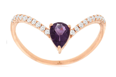 .49CT DIAMOND & AAA AMETHYST 14KT ROSE GOLD 3D PEAR SHAPE & ROUND BUTTERFLY RING
