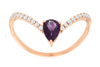 .49CT DIAMOND & AAA AMETHYST 14KT ROSE GOLD 3D PEAR SHAPE & ROUND BUTTERFLY RING