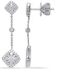 ESTATE .73CT DIAMOND 14KT WHITE GOLD FLOWER SQUARE BY THE YARD HANGING EARRINGS