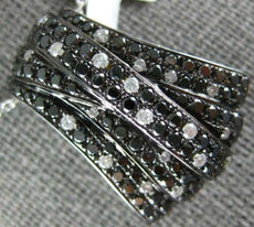1.10CT WHITE AND BLACK DIAMOND 18K WHITE GOLD TRIANGULAR CRISS CROSS FUN PENDANT