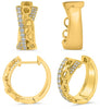 WIDE .36CT DIAMOND 14KT YELLOW GOLD 3D ROUND CRISS CROSS HUGGIE HANGING EARRINGS
