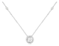 .25CT DIAMOND 14KT WHITE GOLD 3D ROUND SOLITAIRE BEZEL BY THE YARD LOVE NECKLACE