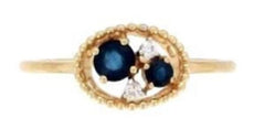 .32CT DIAMOND & AAA SAPPHIRE 14KT YELLOW GOLD 3D 4 STONE OVAL BEADED FUN RING