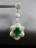 ESTATE EXTRA LARGE 10.14CT DIAMOND & AAA EMERALD 18K WHITE GOLD HANGING EARRINGS