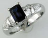 Estate 1.33Ct Diamond & AAA Sapphire 14Kt White Gold Emerald Cut Round & Baguette Ring
