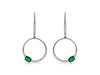 .53CT DIAMOND & AAA EMERALD 14KT WHITE GOLD CIRCULAR LEVERBACK HANGING EARRINGS