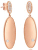 LARGE .15CT DIAMOND 14K ROSE GOLD 3D CLUSTER DOUBLE OVAL ETOLIE HANGING EARRINGS