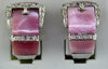 .22CT DIAMOND & AAA PINK MOTHER OF PEARL 14KT WHITE GOLD BELT HANGING EARRINGS