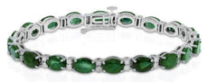 16.80CT DIAMOND & AAA EMERALD 14KT WHITE GOLD 3D OVAL & ROUND ETERNITY BRACELET