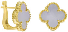 AAA MOTHER OF PEARL 18KT YELLOW GOLD FLOWER FILIGREE LEVERBACK HANGING EARRINGS