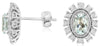 .94CT DIAMOND & AAA AQUAMARINE 14KT WHITE GOLD OVAL & ROUND FLOWER STUD EARRINGS