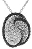 1.55CT WHITE & BLACK DIAMOND 14KT WHITE GOLD 3D FLORAL CIRCULAR FLOATING PENDANT