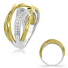 ESTATE .34CT DIAMOND 14K 2 TONE GOLD 3D CLASSIC MULTI ROW MULTI LEAF FUN RING