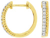 ESTATE .16CT DIAMOND 14KT YELLOW GOLD 3D ROPE HOOP HUGGIE HANGING EARRINGS