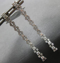 ESTATE 1.05CT DIAMOND 18K WHITE GOLD ROUND 2 ROW CHANDELIER FUN HANGING EARRINGS