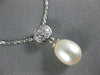 ESTATE .17CT DIAMOND & AAA SOUTH SEA PEARL 18K WHITE GOLD 3D DROP PENDANT #11930