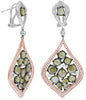 LARGE 6.09CT WHITE & MULTI COLOR SLICE DIAMOND 18K WHITE & ROSE GOLD 3D EARRINGS