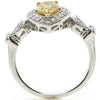 1.24CT WHITE & FANCY YELLOW DIAMOND 18KT 2 TONE GOLD PEAR SHAPE ENGAGEMENT RING