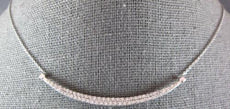 .82CT DIAMOND 14KT WHITE GOLD 3D 2 ROW GRADUATING HAPPY FACE BAR LOVE NECKLACE