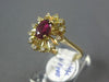 ESTATE WIDE 1.25CT DIAMOND & AAA RUBY 14KT YELLOW GOLD OVAL & ROUND FLOWER RING
